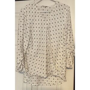 Pleione White & Black Wrap Blouse Top‎ Size Large